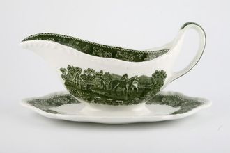 Sell Adams English Scenic - Green Sauce Boat and Stand Fixed Horse scene