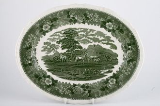 Sell Adams English Scenic - Green Oval Platter Deep - Horses 14 1/4"