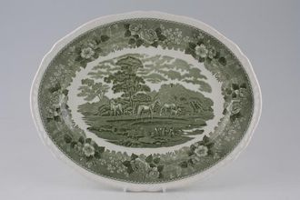 Adams English Scenic - Green Oval Platter 13"