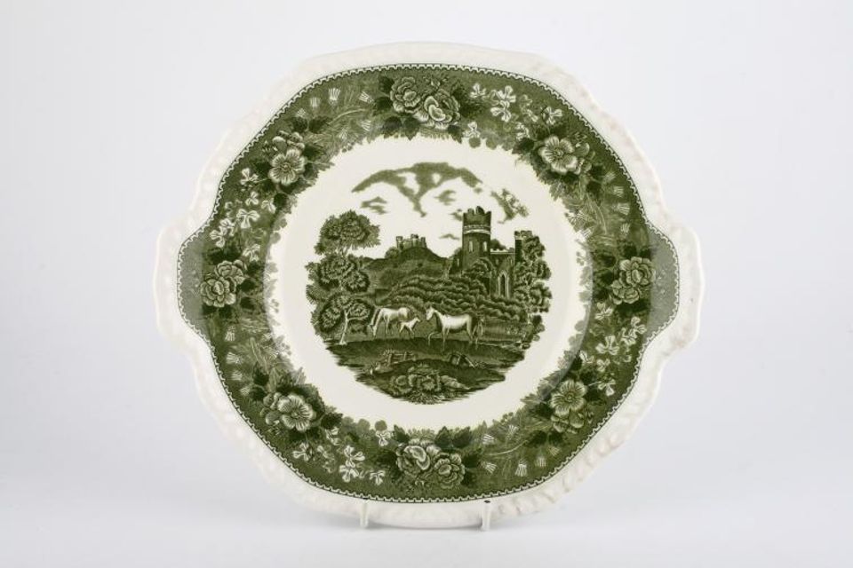 Adams English Scenic - Green Cake Plate 10 1/4"