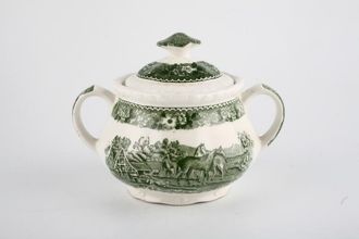 Sell Adams English Scenic - Green Sugar Bowl - Lidded (Coffee) Horse scene