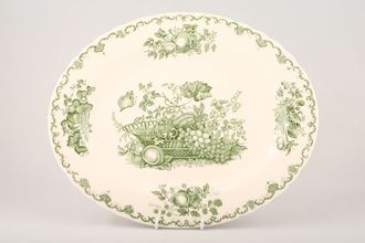 Masons Fruit Basket - Green Oval Platter 13 1/4"