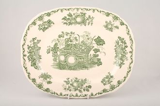 Masons Fruit Basket - Green Oblong Platter 13 1/4"