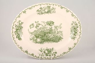 Masons Fruit Basket - Green Oval Platter 13 3/4"