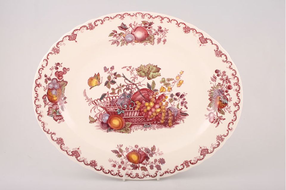 Masons Fruit Basket - Pink Oval Platter 15"
