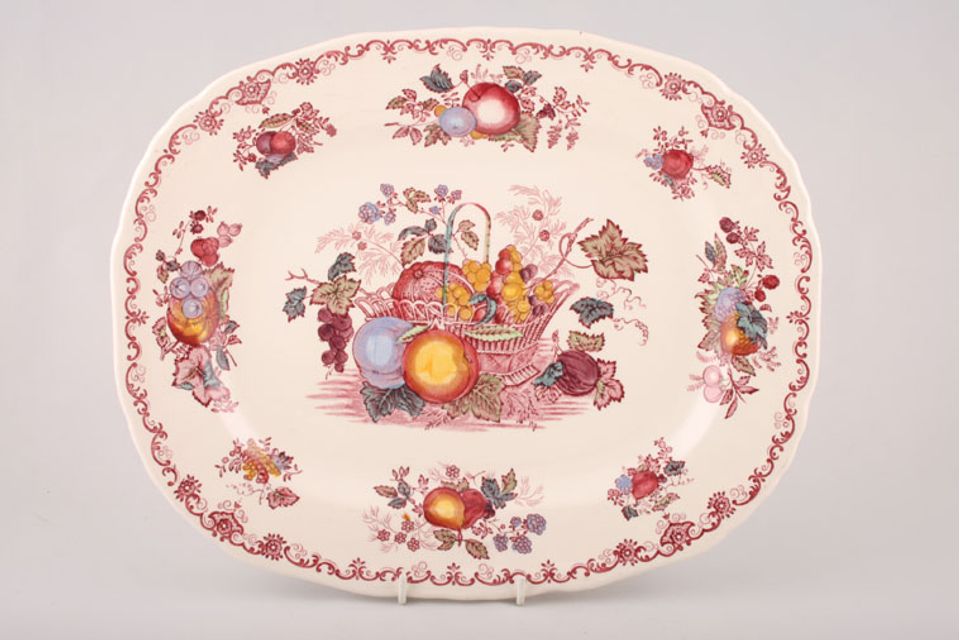 Masons Fruit Basket - Pink Platter Rectangular meat plate 11"
