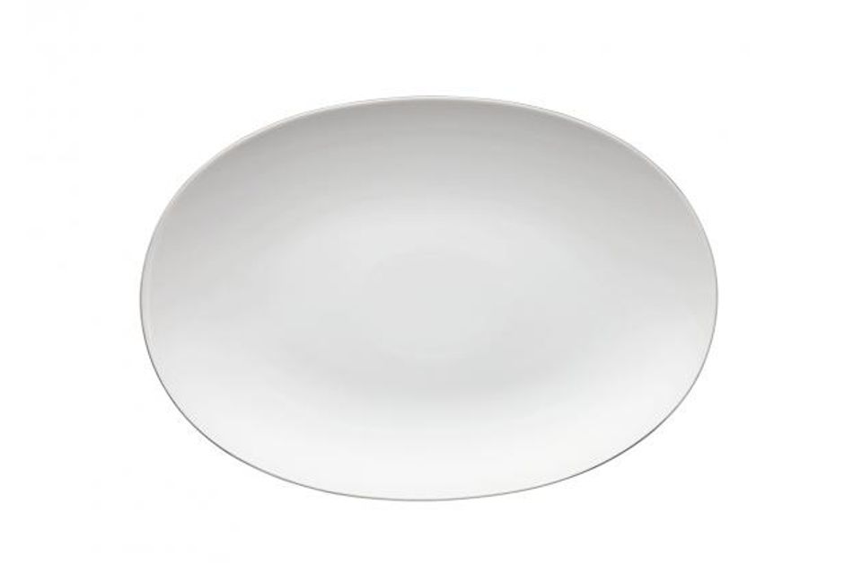 Thomas Medaillon Platinum Band - White with Thin Silver Line Oval Platter 13"