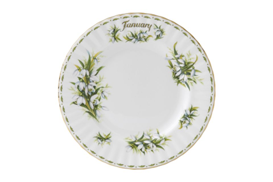 Royal Albert Flower of the Month Series - Montrose Shape Dinner Plate January - Snowdrops
