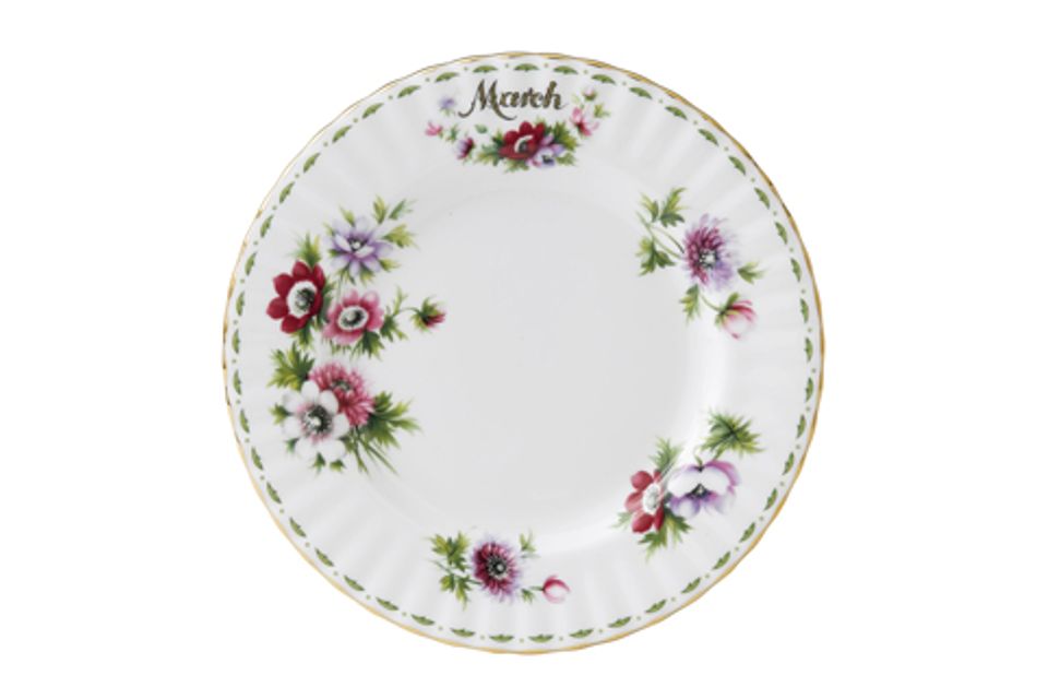 Royal Albert Flower of the Month Series - Montrose Shape Dinner Plate March - Anemones
