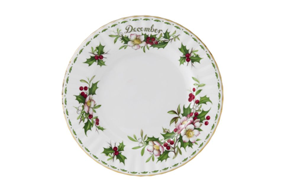 Royal Albert Flower of the Month Series - Montrose Shape Dinner Plate December - Christmas Rose