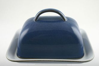 Denby Imperial Blue Butter Dish + Lid Handle on Lid 7 1/2" x 5 1/2"