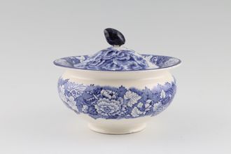 Wood & Sons English Scenery - Blue Sugar Bowl - Lidded (Tea) lidded-round 4 3/4" x 2 3/4"
