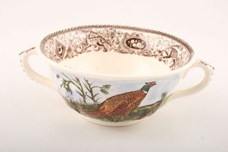 Sell Masons Game Birds - Brown Edge Soup Cup With two handles - dark brown edge