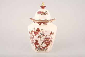Masons Mandalay - Red Vase Hexagonal jar with lid 9 1/2"
