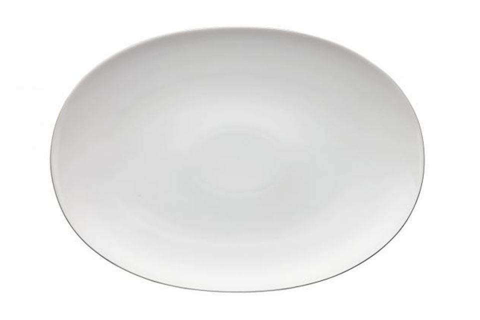 Thomas Medaillon Platinum Band - White with Thin Silver Line Oval Platter 15"