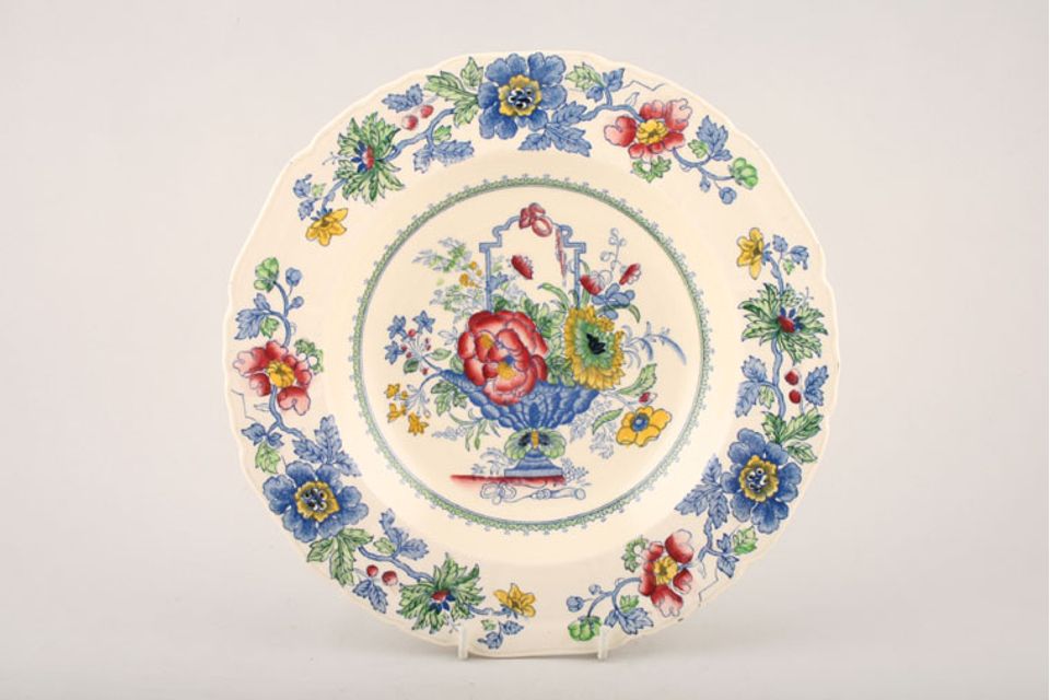 Masons Strathmore - Pink + Blue Rimmed Bowl Rimmed soup plates 10"