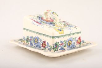 Sell Masons Strathmore - Pink + Blue Cheese Dish + Lid Small 7"