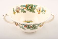 Masons Strathmore - Green + Yellow Soup Cup Centre pattern inside bowls with two handles thumb 1