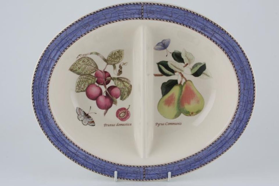 Wedgwood Sarah's Garden Vegetable Dish (Divided) Blue - Oval 11 3/4"