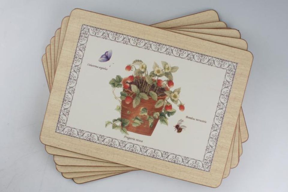 Wedgwood Sarah's Garden - Cream and Terracota Placemat Set of 6, Designs Vary 12" x 9"