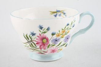 Shelley Wild Flowers - Blue Edge Teacup fluted rim - footed 3 5/8" x 2 5/8"