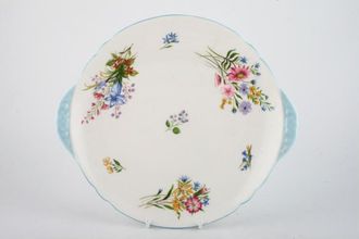 Shelley Wild Flowers - Blue Edge Cake Plate round - eared 10 1/8"