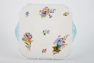 Sell Shelley Wild Flowers - Blue Edge Cake Plate square - eared 9 1/2"