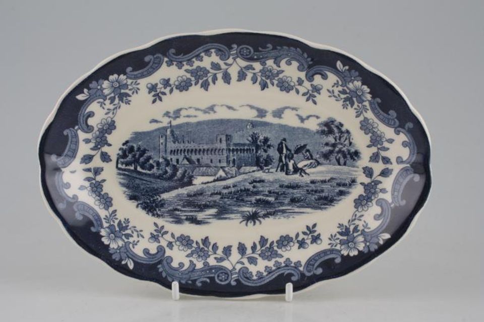 Palissy Avon Scenes - Blue Sauce Boat Stand oval 7 3/4"