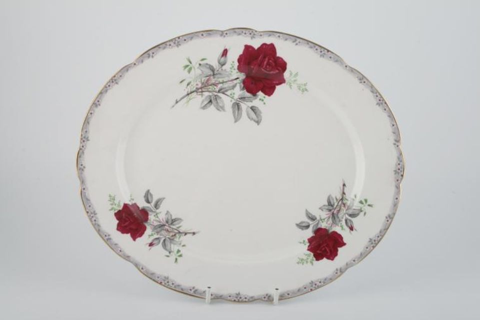 Royal Stafford Roses To Remember - Red Oval Platter Scalloped 12"