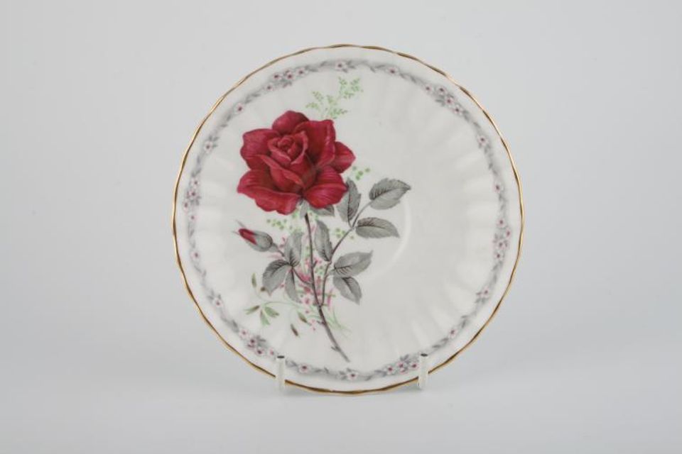 Royal Stafford Roses To Remember - Red Tea Saucer Fluted 5 1/2"