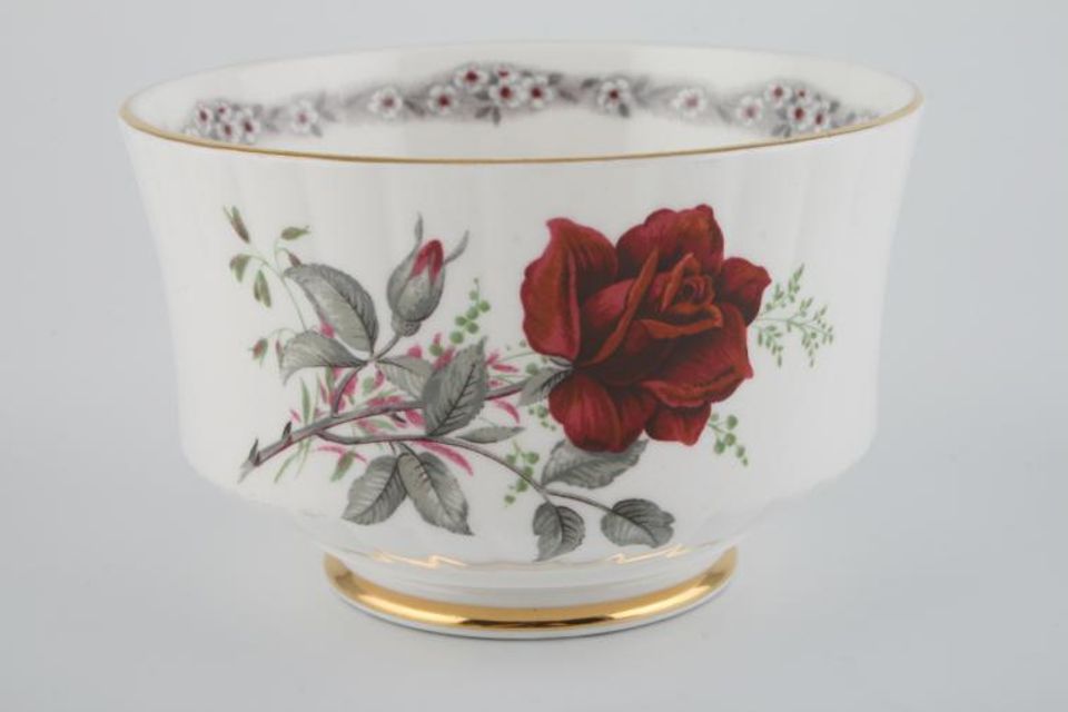 Royal Stafford Roses To Remember - Red Sugar Bowl - Open (Tea) Fluted Rim 4" x 2 5/8"