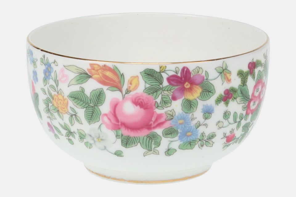 Crown Staffordshire Thousand Flowers Sugar Bowl - Open (Tea) Flower Inside | Gold Band on Foot 4 3/8" x 2 5/8"