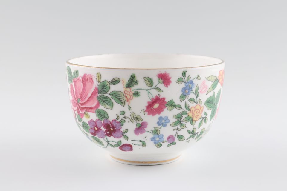 Crown Staffordshire Thousand Flowers Sugar Bowl - Open (Coffee) Flower Inside | Gold Band on Foot 3 1/2" x 2 1/4"