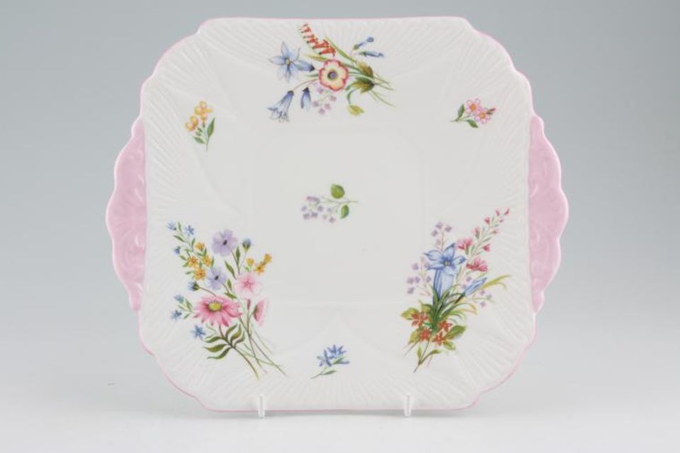 Shelley Wild Flowers - Pink edge Cake Plate 9 5/8"