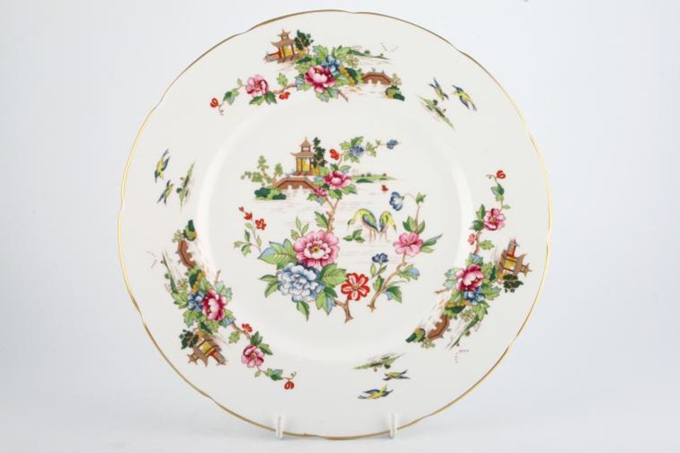 Crown Staffordshire Pagoda Dinner Plate No Pattern on Edge of Rim 10 1/2"
