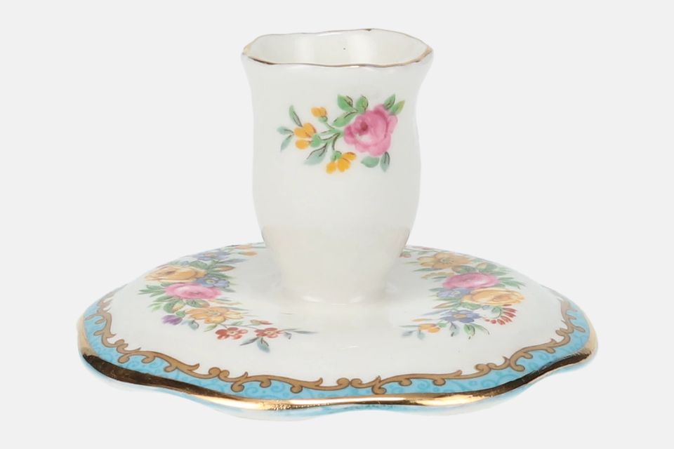 Crown Staffordshire Tunis - Blue Candlestick Candle Holder