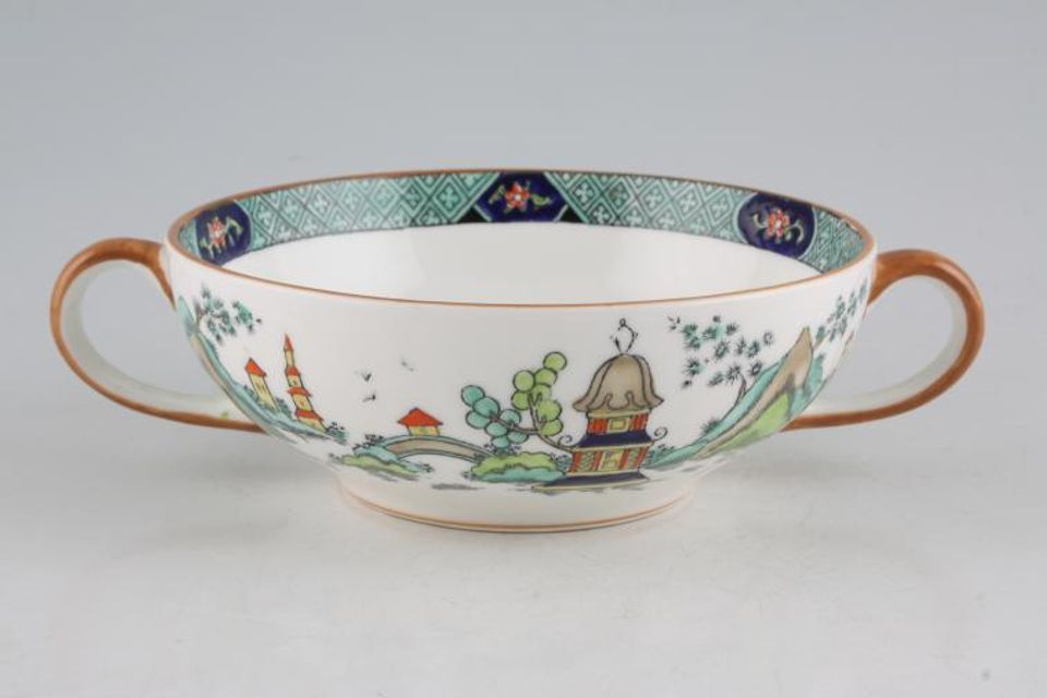 Crown Staffordshire Chinese Willow Soup Cup 2 handles