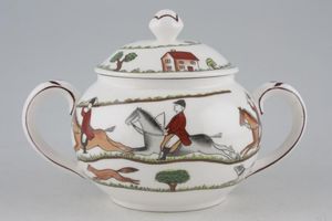 Crown Staffordshire Hunting Scene Sugar Bowl - Lidded (Tea)