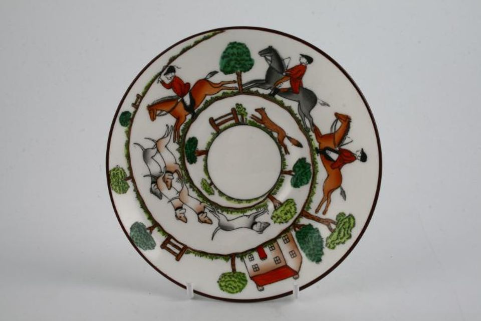 Crown Staffordshire Hunting Scene Coffee Saucer For can - 2 1/2" well, Deep 5 1/2"