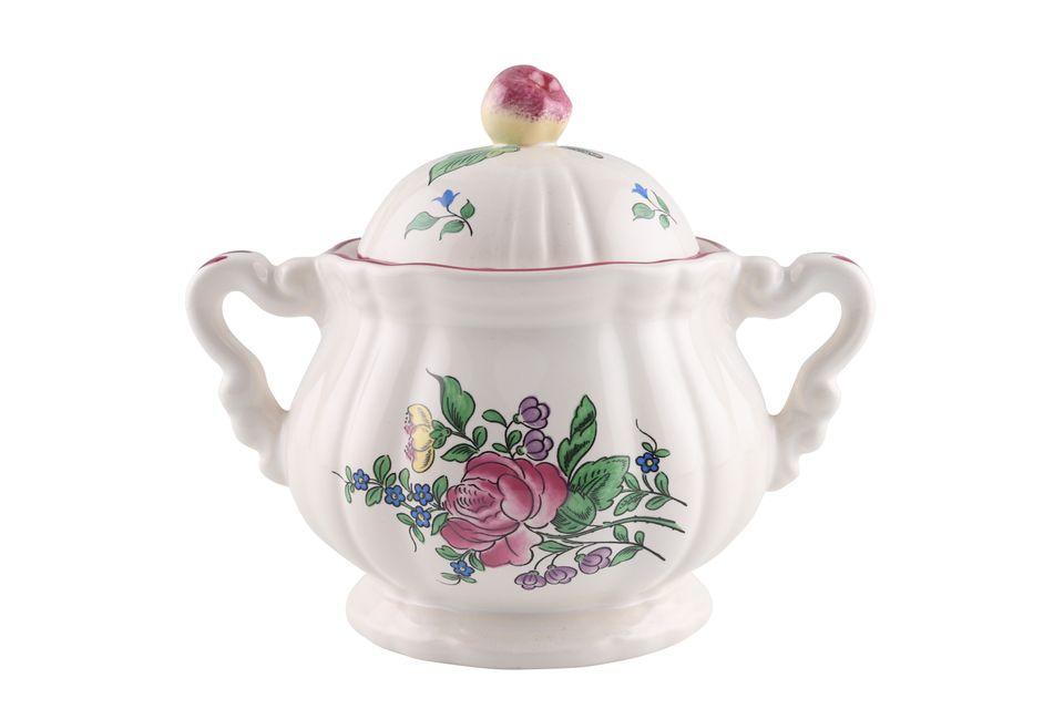 Luneville Reverbere Fin Sugar Bowl - Lidded (Tea) Rose 7" x 5 3/4" x 4 1/2", 600ml