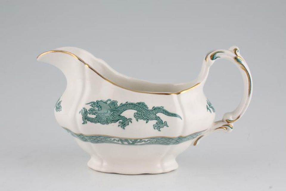 Booths Dragon - Turquoise - Gold Edge Sauce Boat