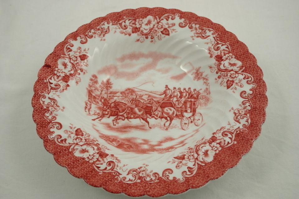 Johnson Brothers Coaching Scenes - Pink Oval Platter Passing Through 13 3/4"