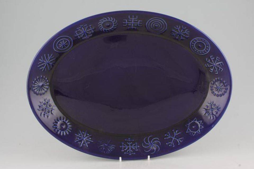 Portmeirion Totem Blue Oval Platter 14 3/4"