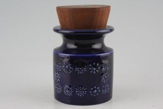 Portmeirion Totem Blue Storage Jar + Lid Wooden lid 2 7/8" x 3 3/8"