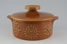 Portmeirion Totem Brown Vegetable Tureen with Lid Round - 2 handles 7 3/8" x 3 1/4" thumb 1
