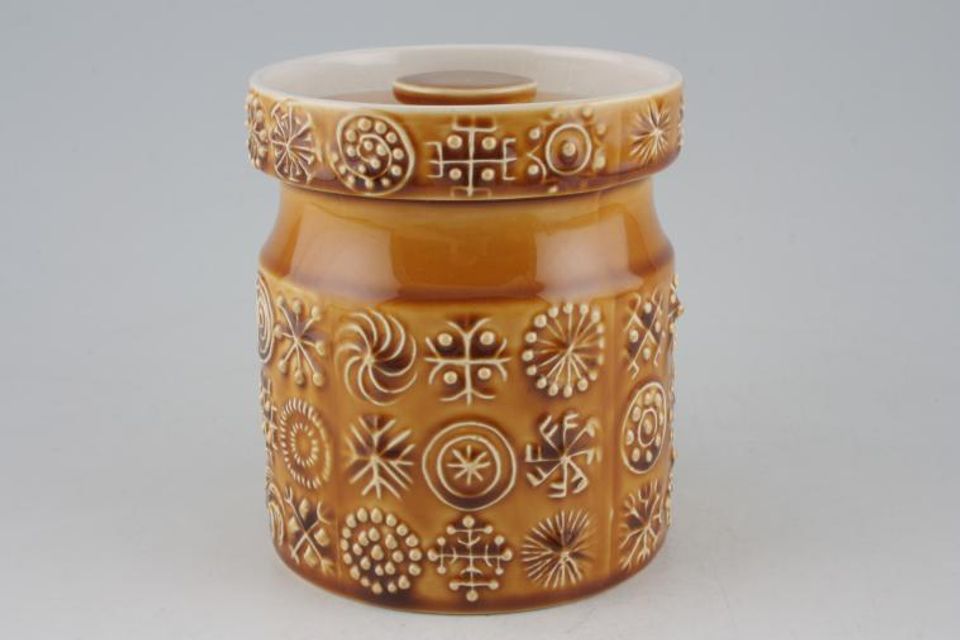 Portmeirion Totem Brown Storage Jar + Lid Size represents height. 5"