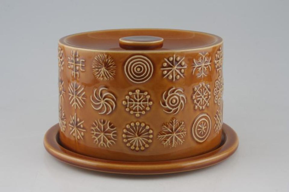 Portmeirion Totem Brown Cheese Dish + Lid 7 5/8"