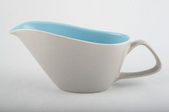 Poole Twintone Dove Grey and Sky Blue Sauce Boat 6 1/2"
