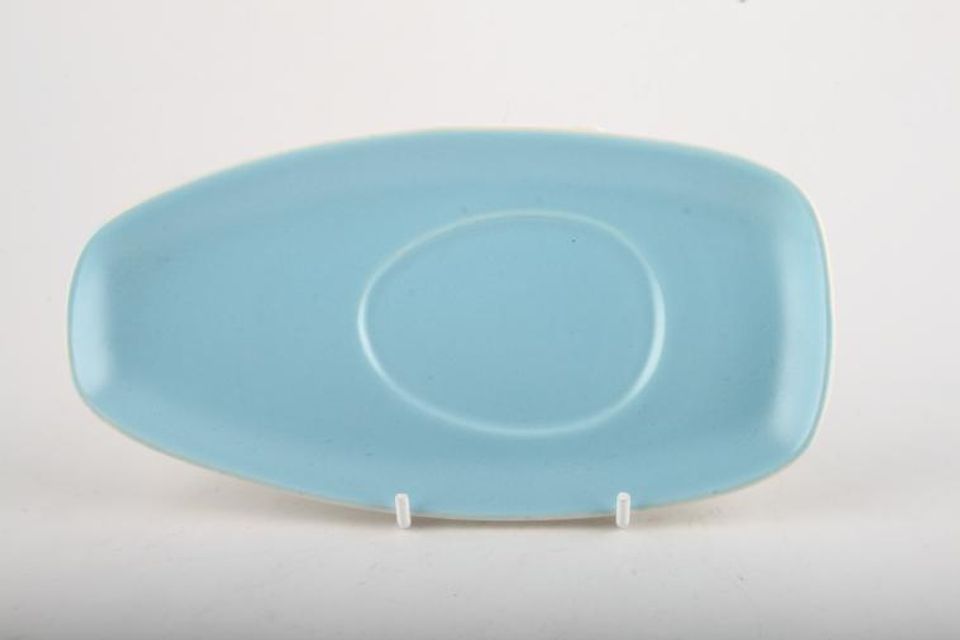 Poole Twintone Dove Grey and Sky Blue Sauce Boat Stand 7 3/4"