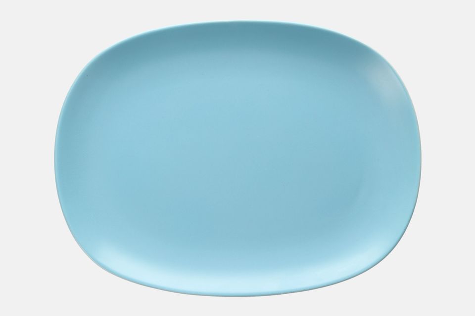 Poole Twintone Dove Grey and Sky Blue Oblong Platter 12"